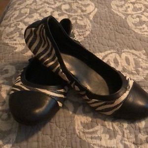Zebra stripe ballet flats